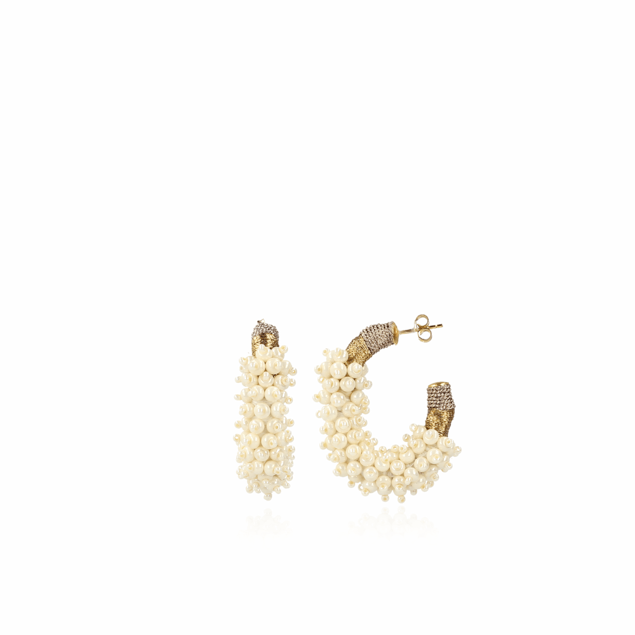 Pearl earrings Luna Glassberry Creool Silk combi oval M