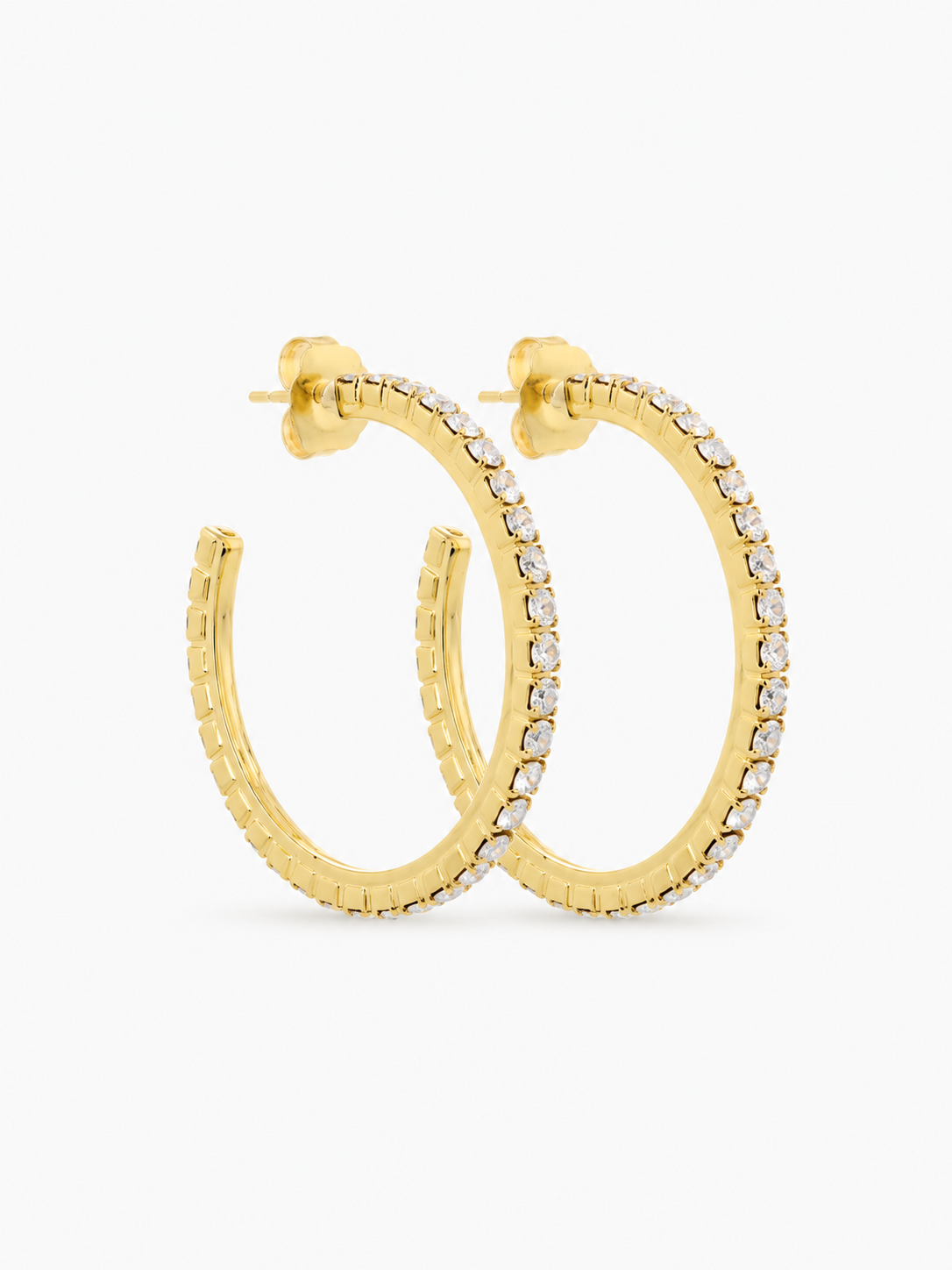 Noor – Creolen with Fein Steine L – Gold