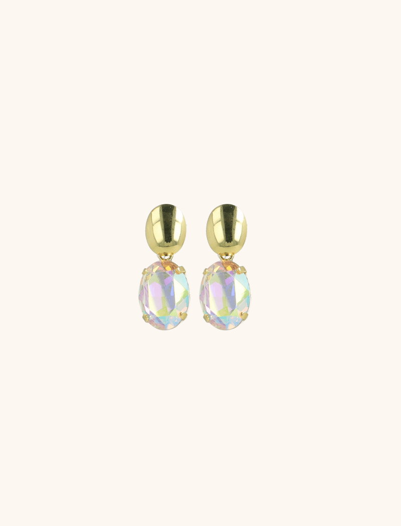 Daan Earrings Oval Strass Pendant M Holo