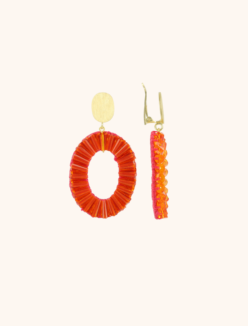 Oranje oorbellen Danee ovaal tube lion cliplott-theme.productDescriptionPage.SEO.byTheBrand