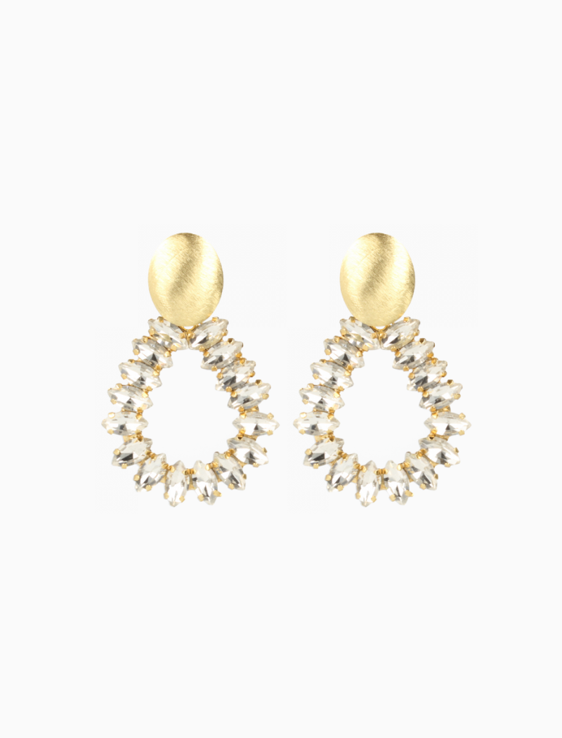 Brushed goldfarbene Drop Framed Marquis Strass Ohrringe Hally S