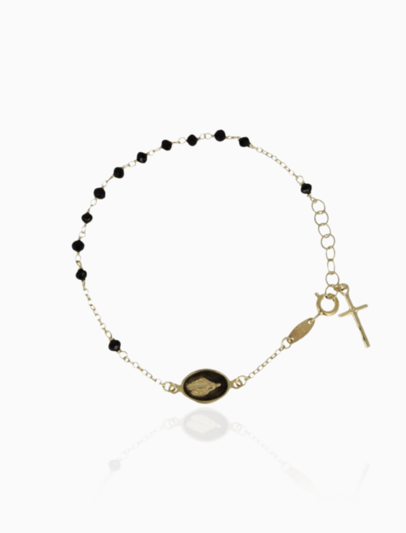Symbool armband Rosary cross and mary zwart