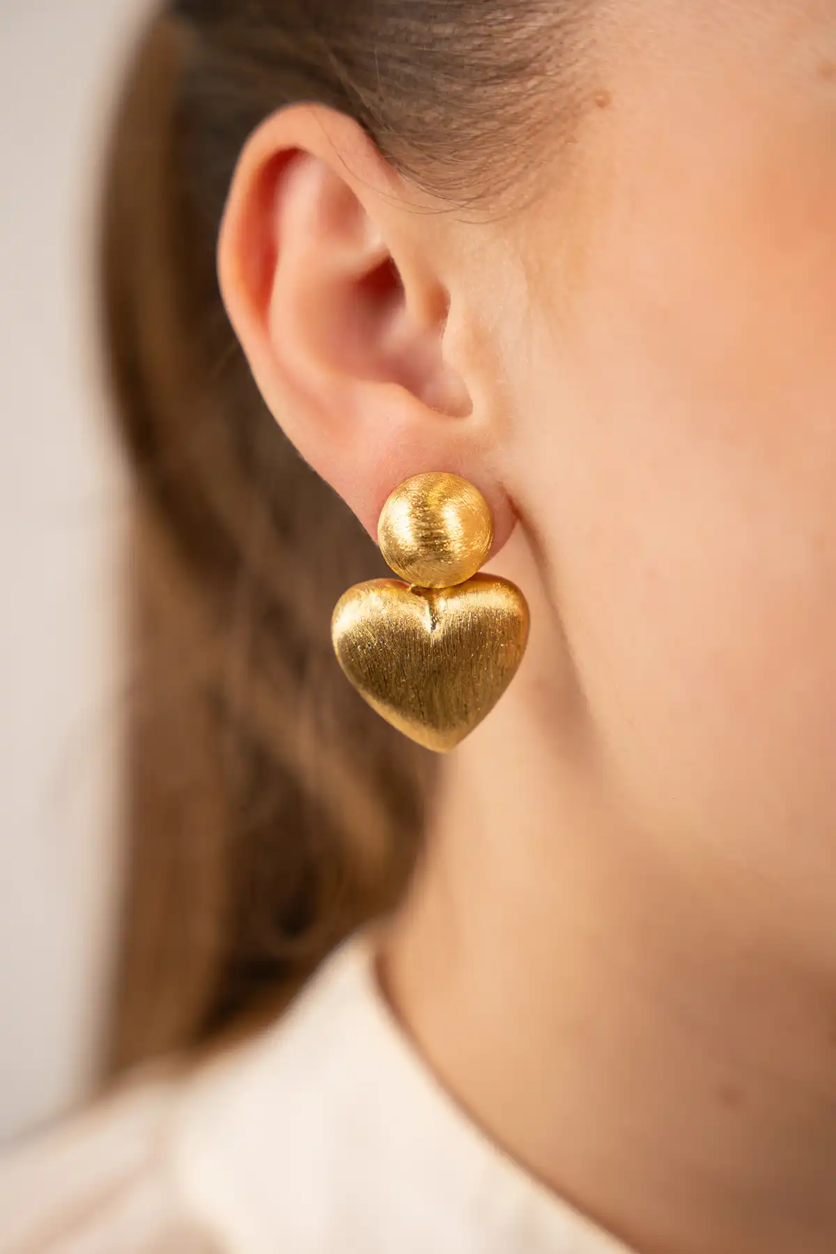 Classic Earrings Brushed Stud Heart S