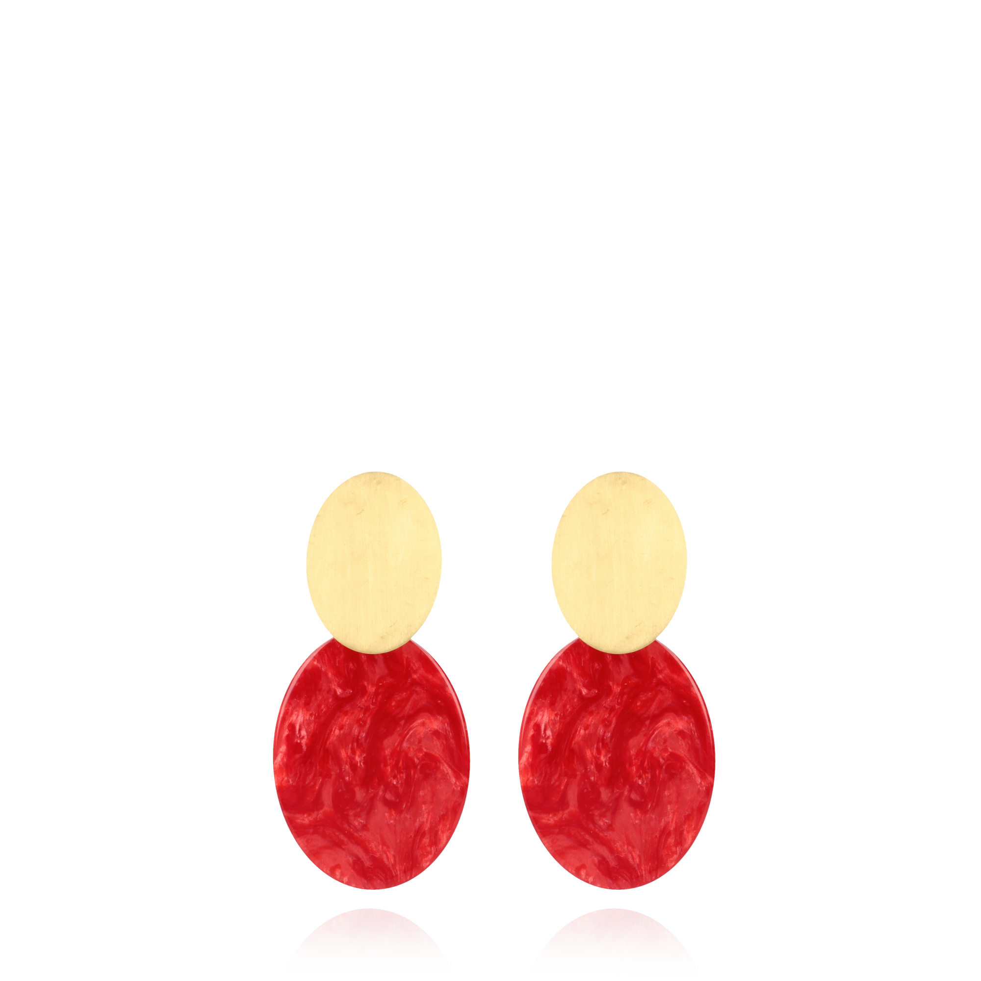 Marble Red Earrings Celia Oval S