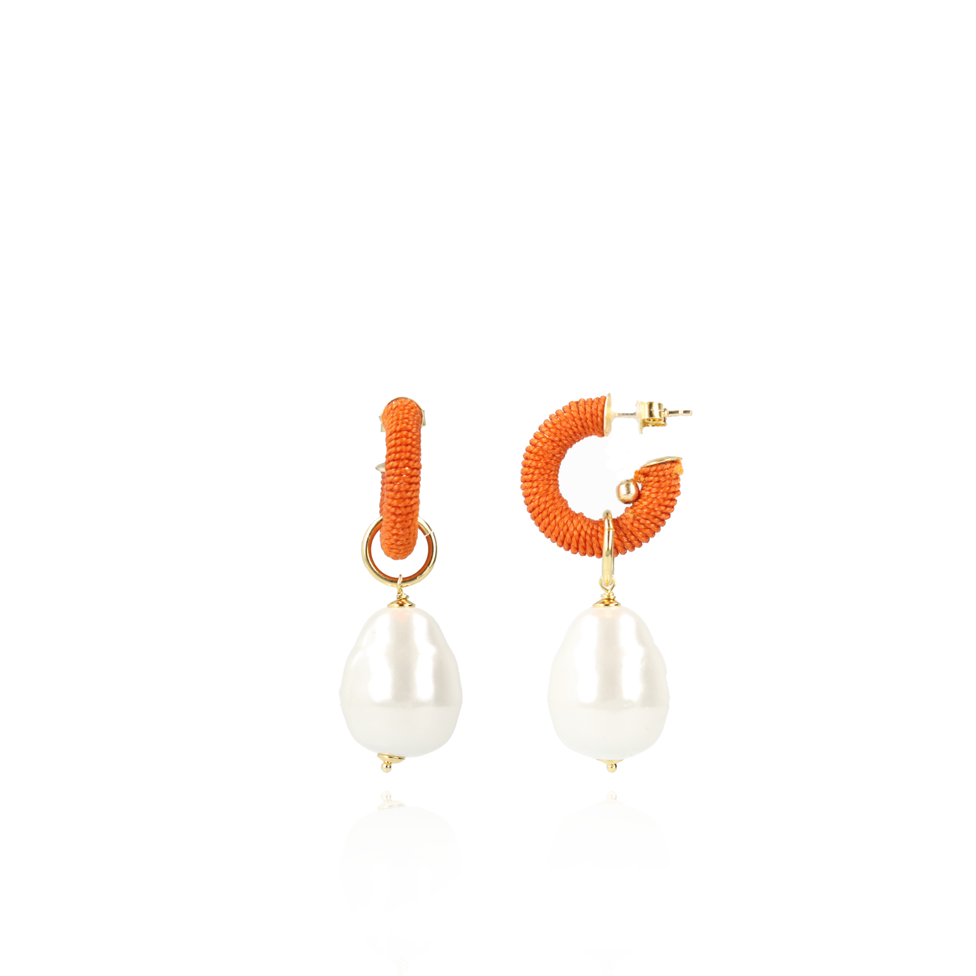 Orange Earrings Gaia Creole XS Pearl