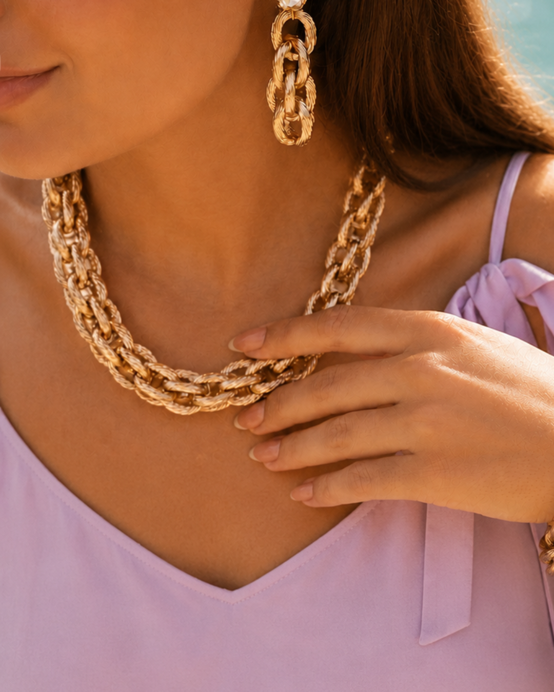 Saphira - CLA Necklace Triple Rope L - Soft Gold