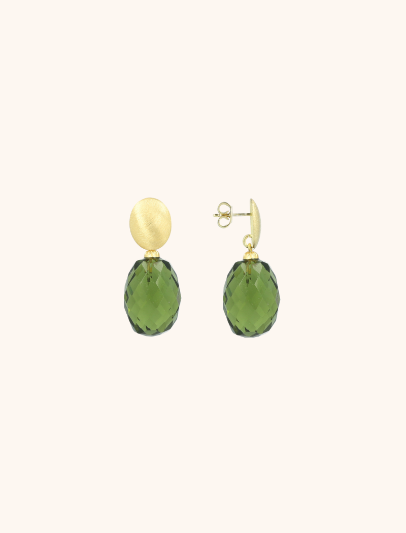 Cool Green Earrings Romijn Oval Egg Facet M