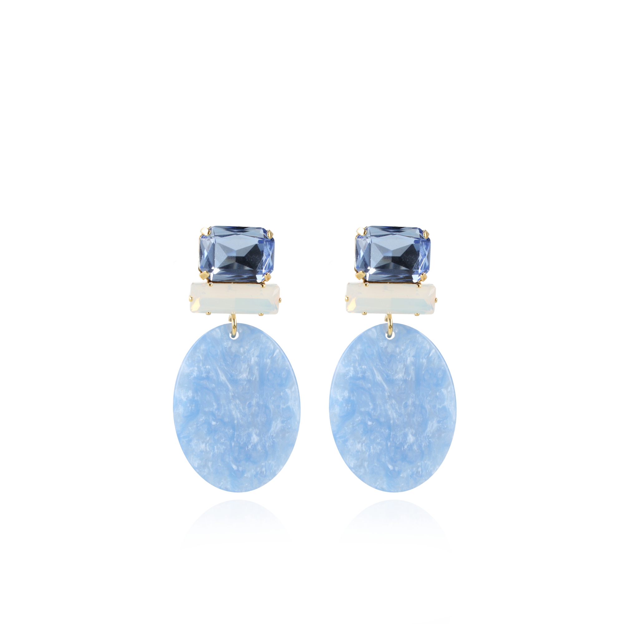 Marble Azure Earrings Oval S Zirconia Rectangle 
