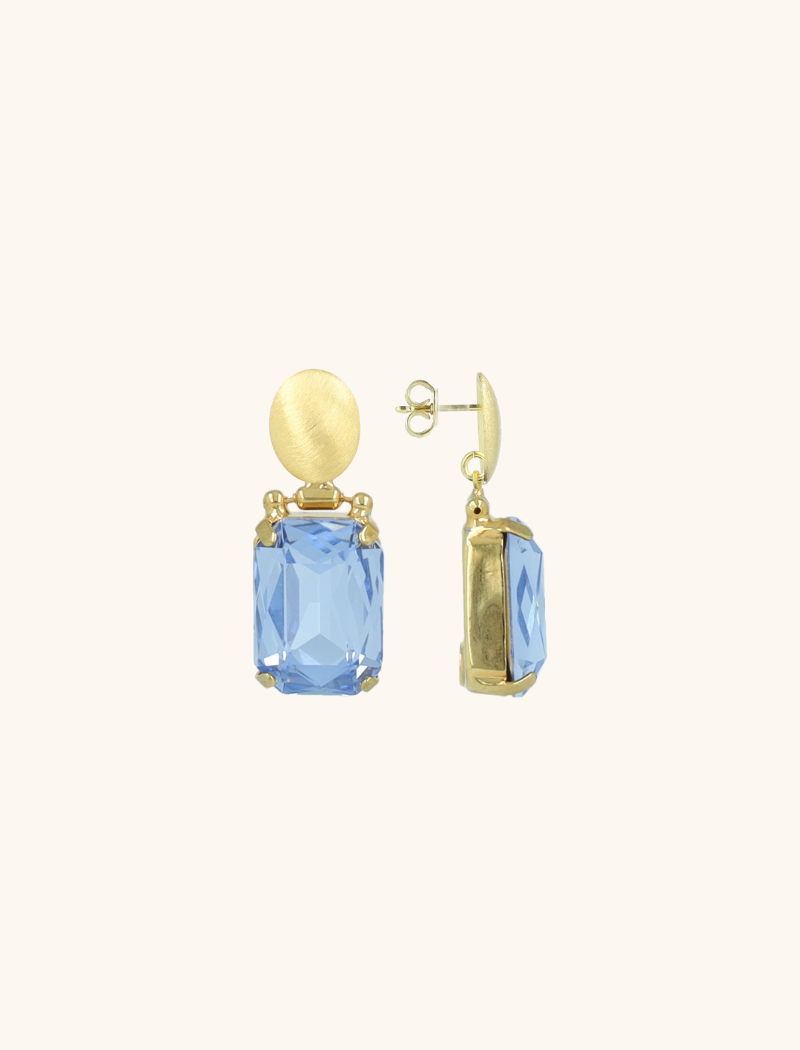 Blauwe Oorbellen Daan Flexible Oval Pendant M