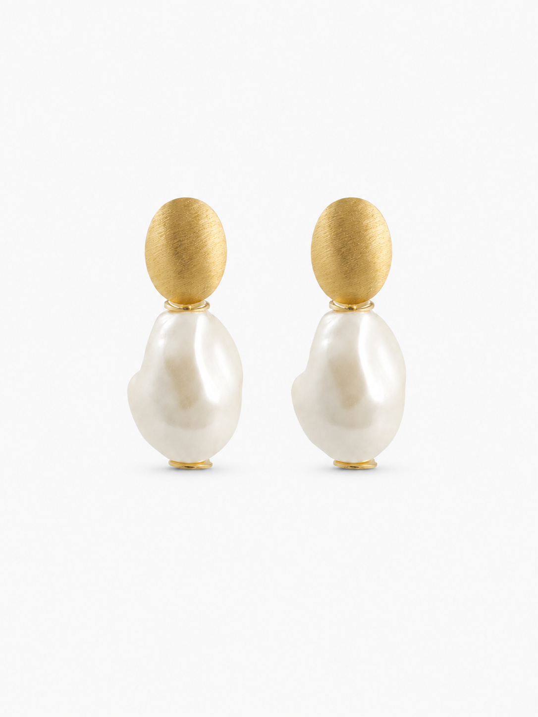 Brass - Gold Irregular Stone S - Pearl White