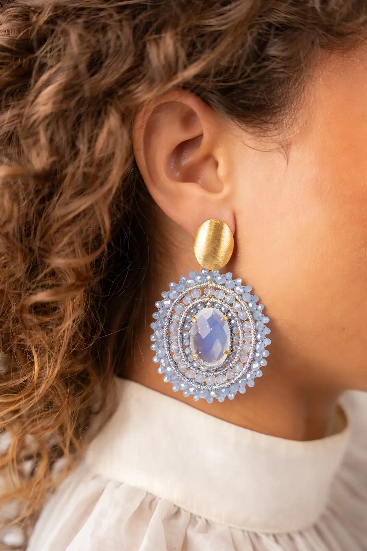Shiny Frosty Blue Earrings Jamie Filled Oval 3 Rings with Stonelott-theme.productDescriptionPage.SEO.byTheBrand