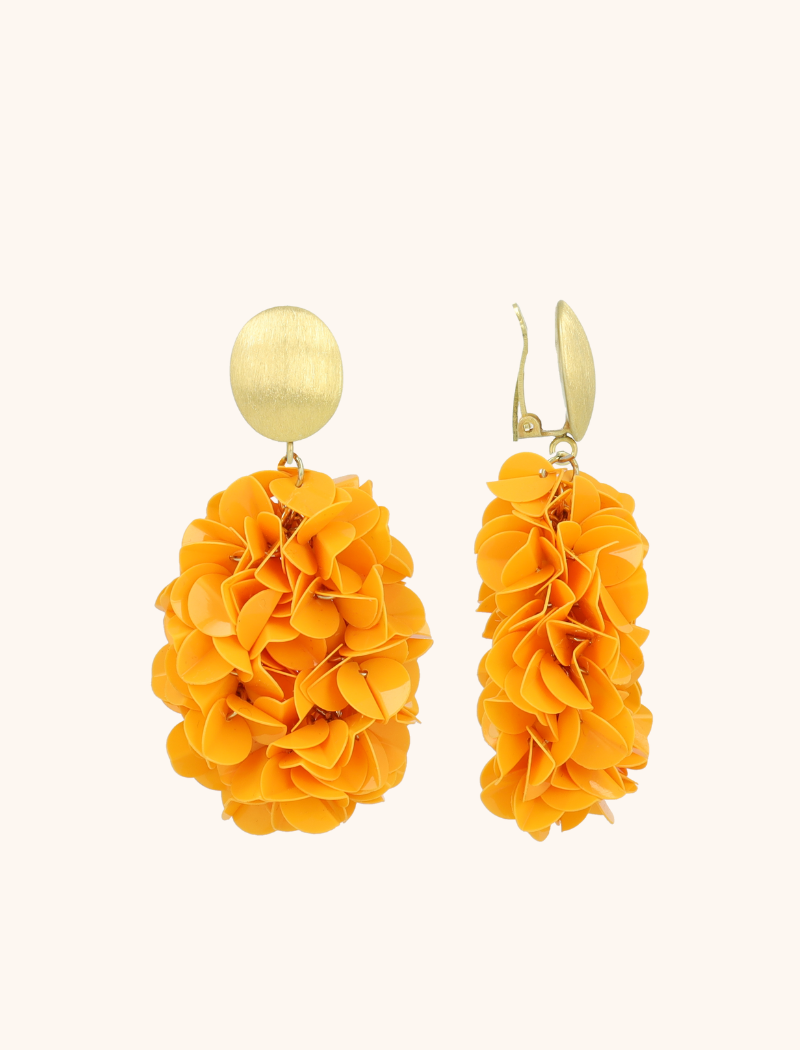Oranje  Oorbellen Sas Sequin Oval M Clip