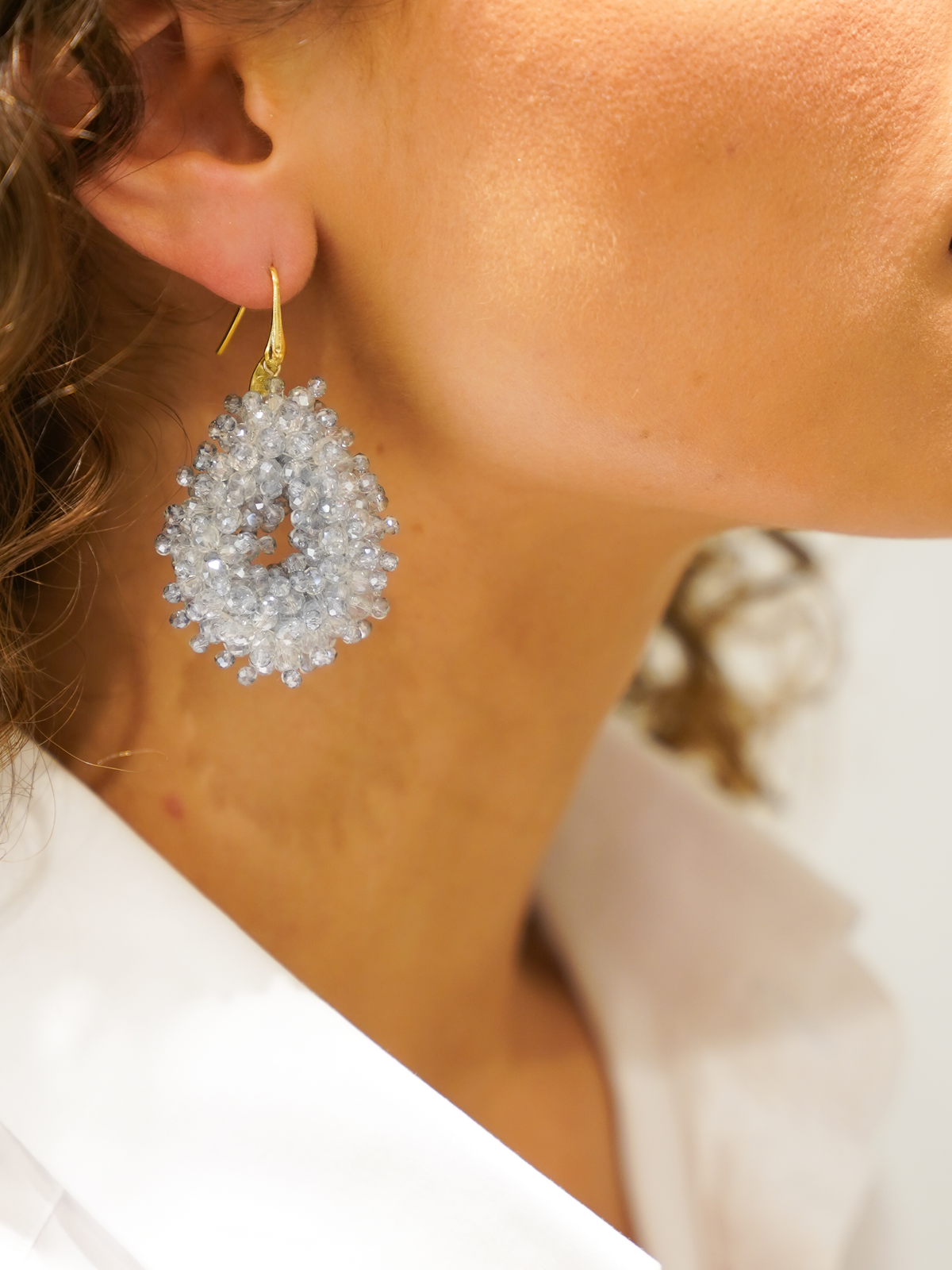 Ijs Blauwe Oorbellen Louise Double Stones Drop S