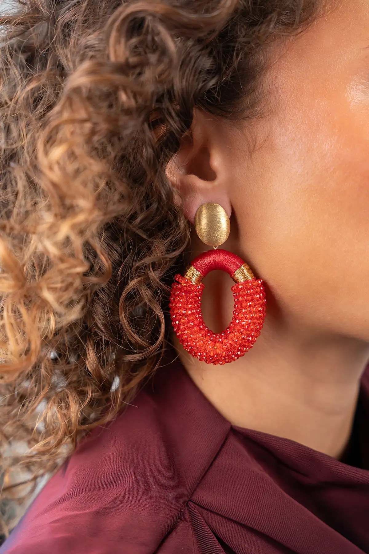 Rote Neon Ohrringe Combi Oval L Yaralott-theme.productDescriptionPage.SEO.byTheBrand