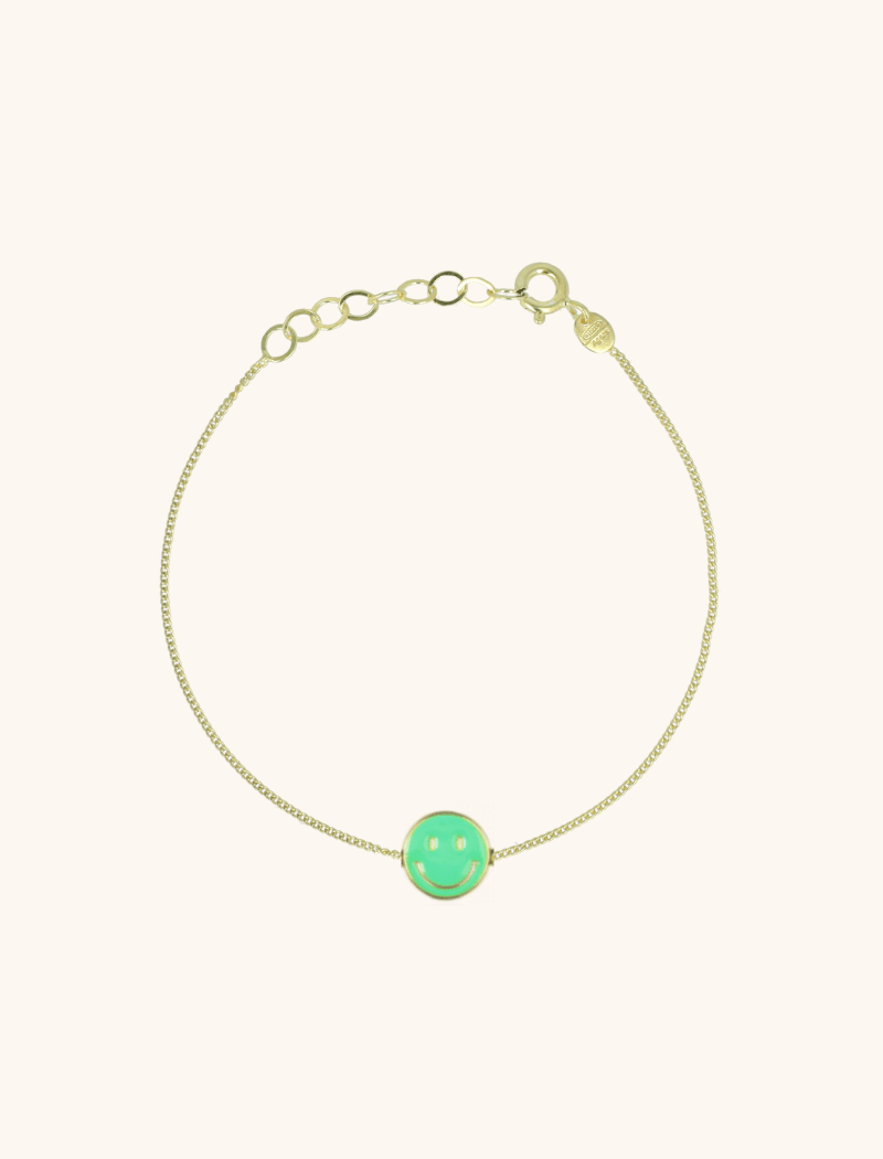 Smiley armband emaille groen