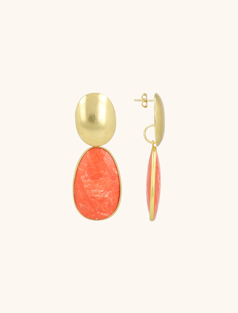 Oranje Oorbellen Doris Framed Oval w/ Oval Earplug