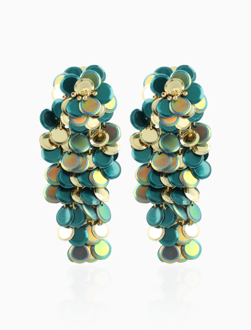 Groene Oorbellen Bold Sequin Waterfall L Bonny