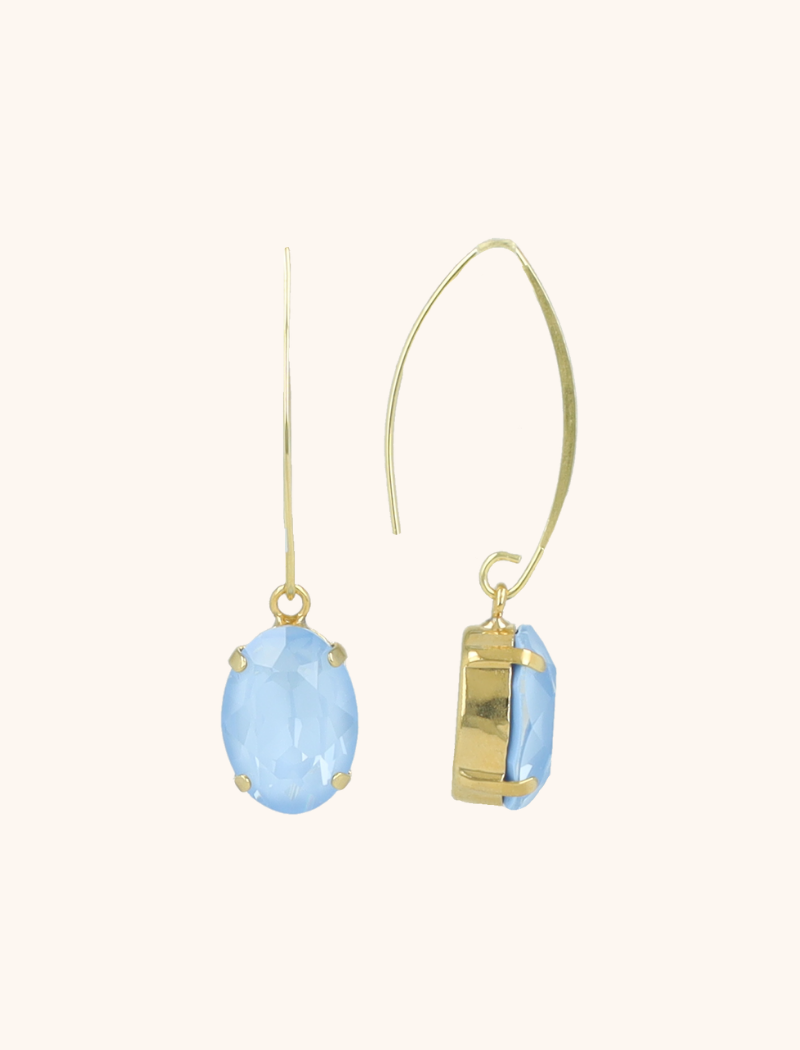 Blauwe Oorbellen Daan Oval Strass