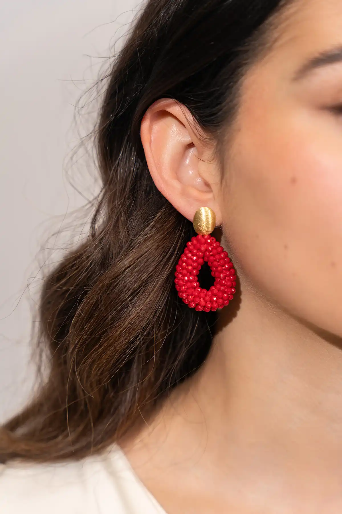 Rode Oorbellen Drop Crystal Berry