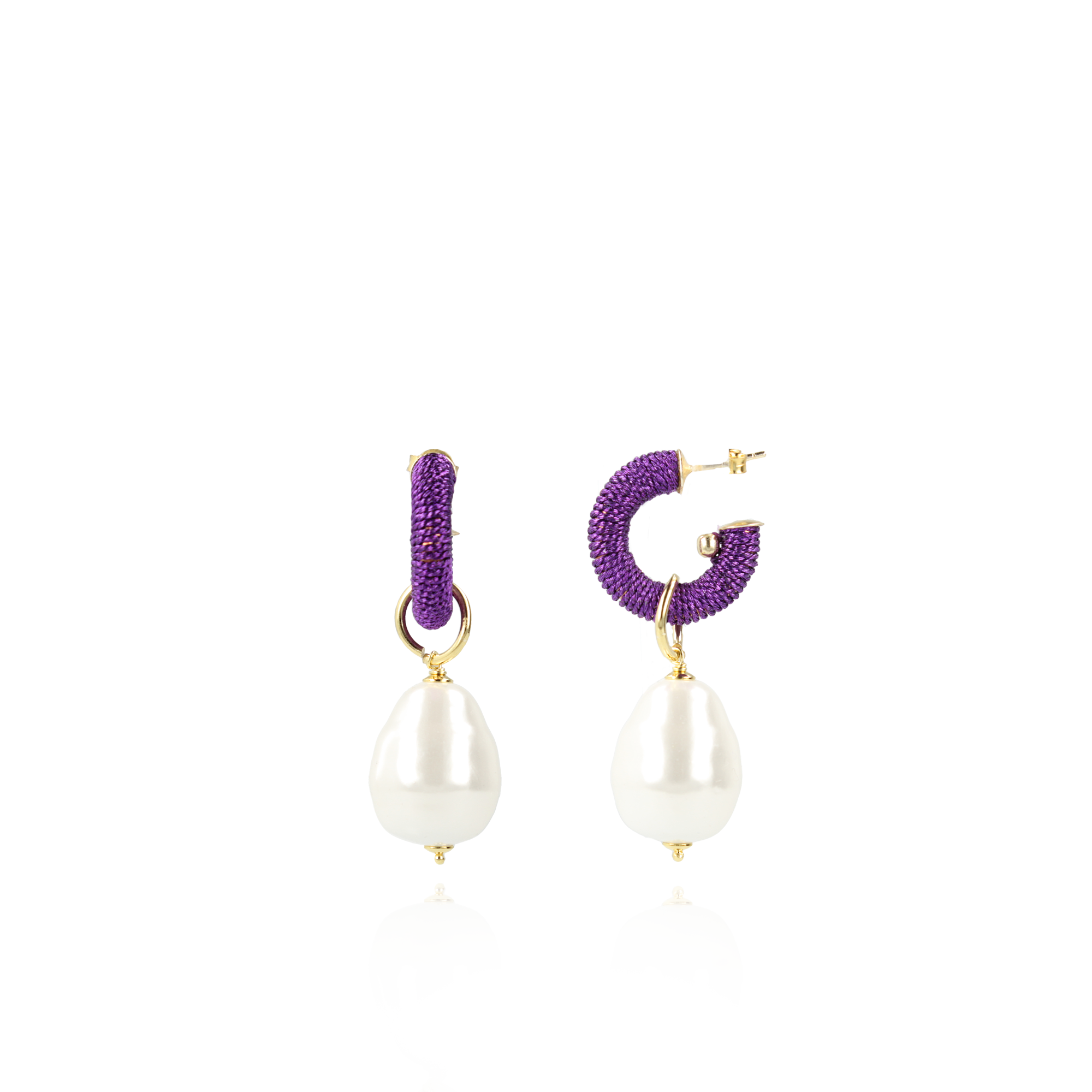 Purple Earrings Gaia Creole XS Pearl