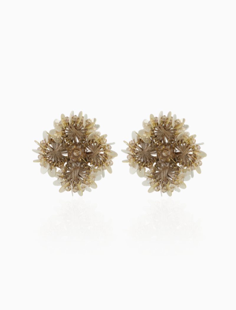 Champagne Oorbellen Flower w/ Sequins Clip Earring S Aster