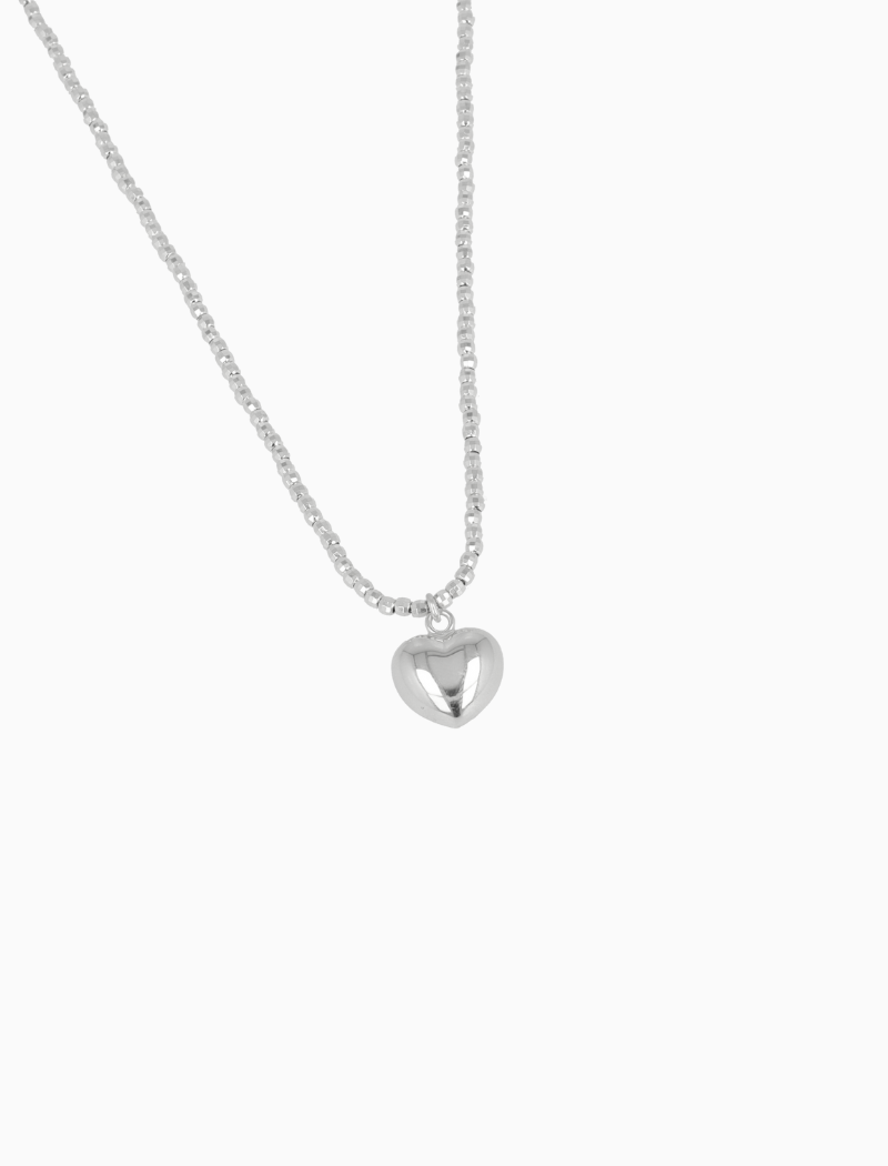 Silver Disco Necklace Heart S