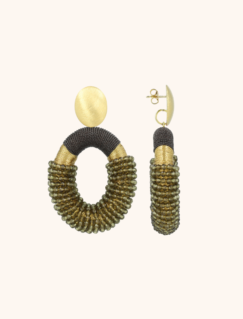 Dark Olive Oorbellen Yara Combi Oval Llott-theme.productDescriptionPage.SEO.byTheBrand