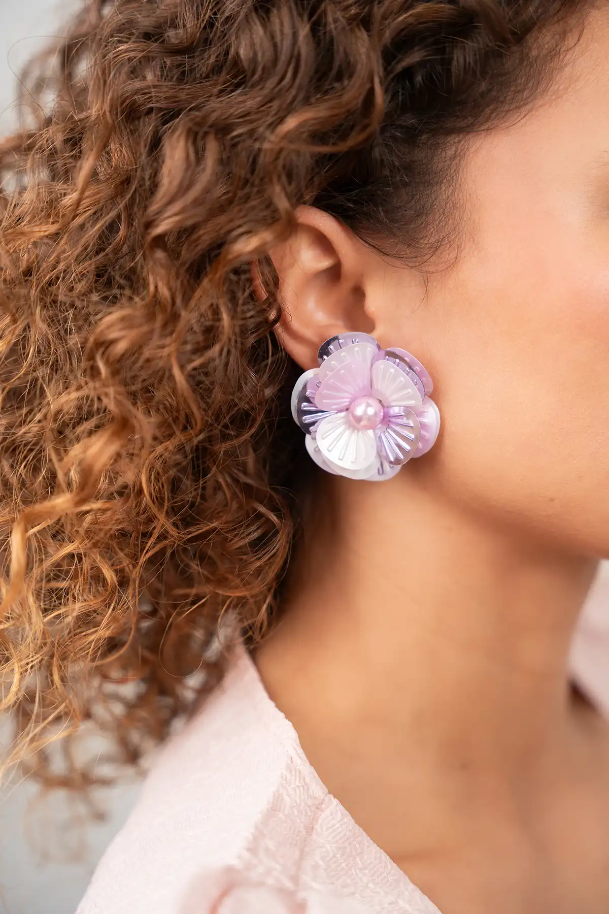 Lila Mix/Weiss Ohrringe Dianthe Flower Bomb  