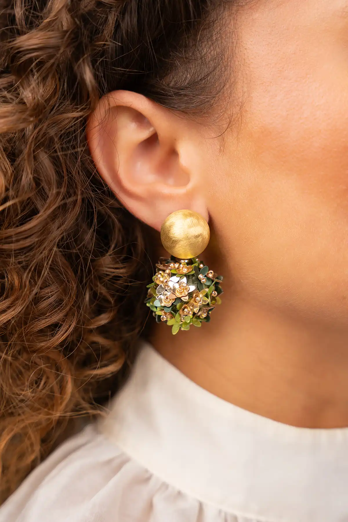 Mixed Green Sequin Flower Globe Earrings Mlott-theme.productDescriptionPage.SEO.byTheBrand