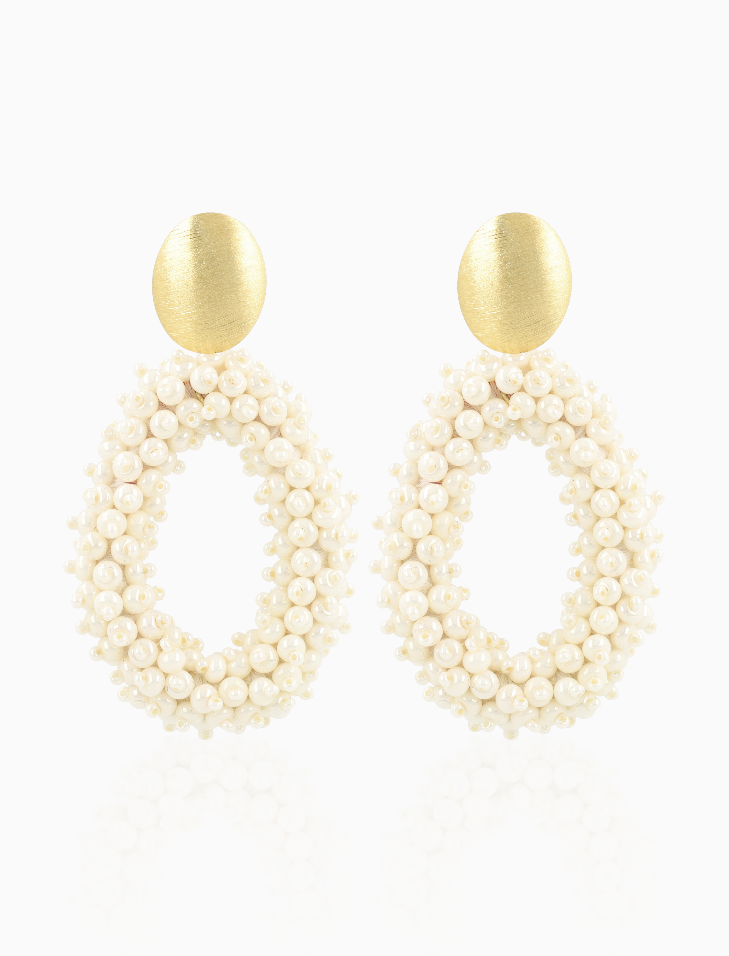 Pearl glassberry oval L double stones earrings