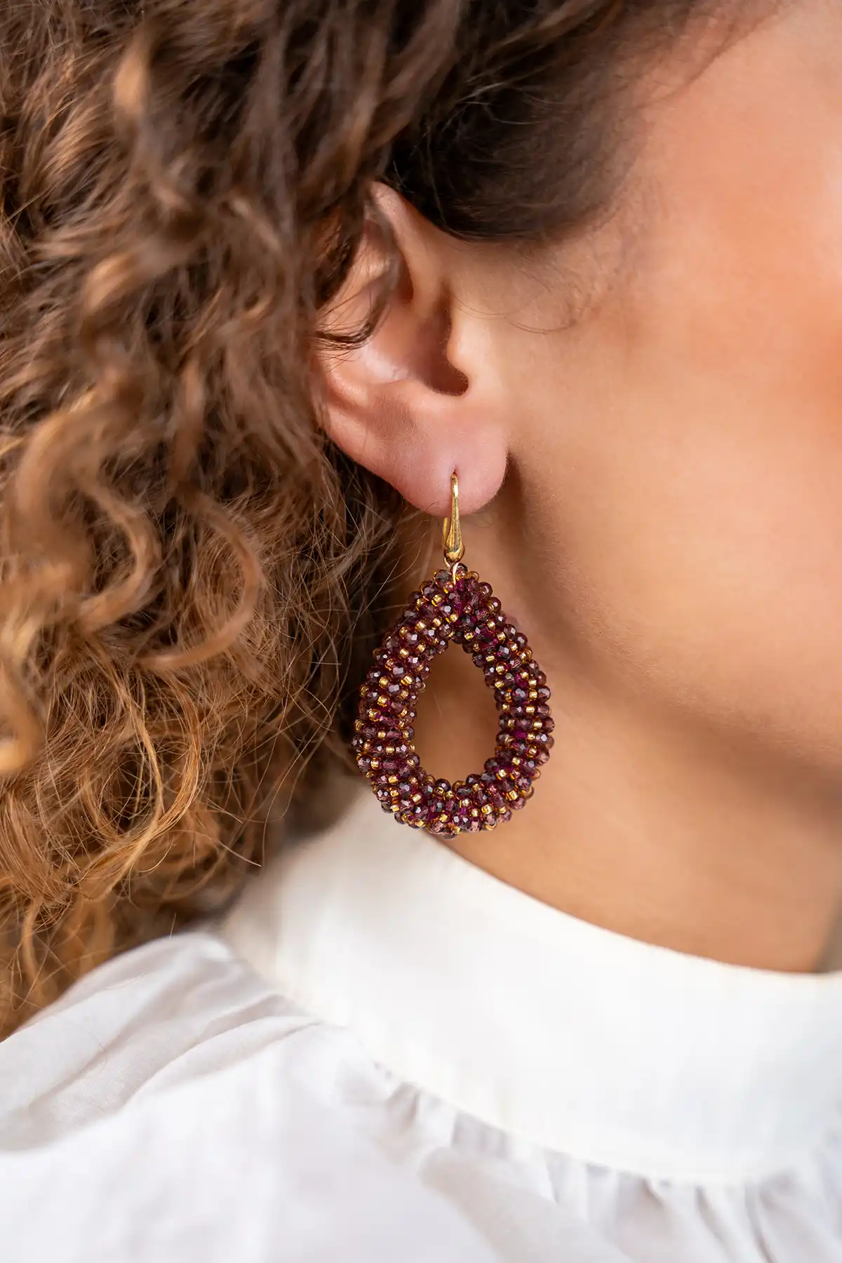 Dark Violet Oorbellen Berry Drop L