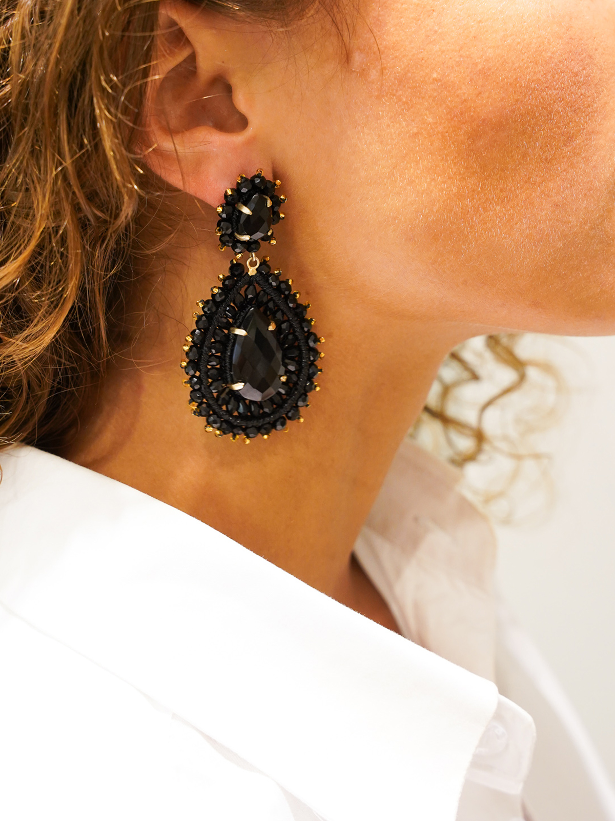 Black Earrings Apollo Tigereye