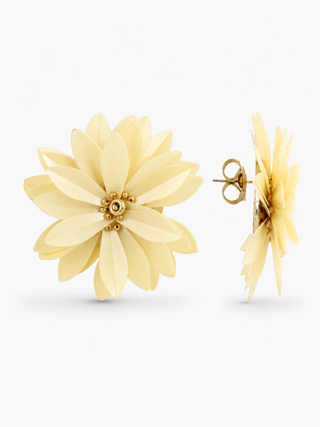 Azaria – Premium Sequin Flower Stud Earrings L – Wax