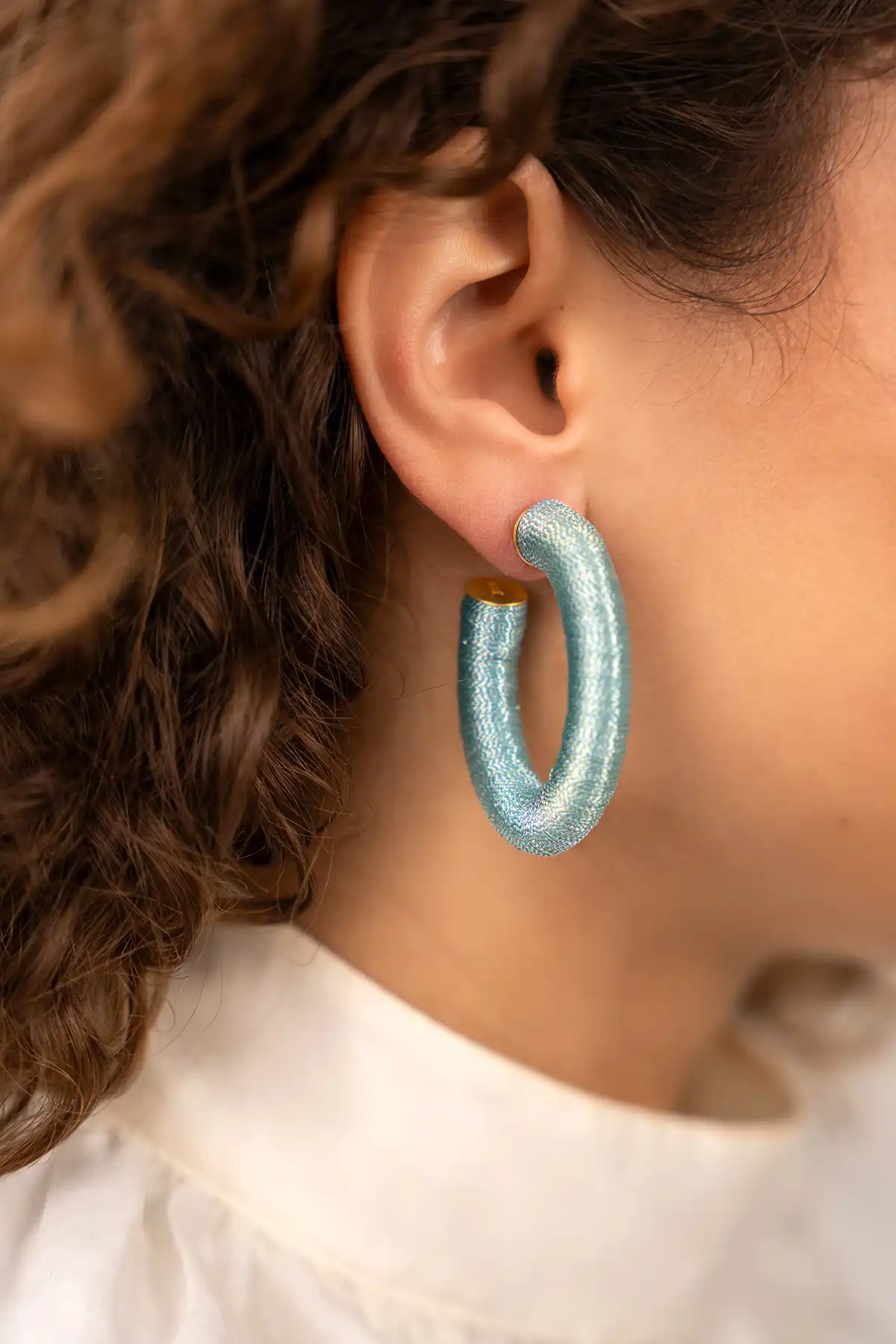 Blue earrings Amara creole oval L