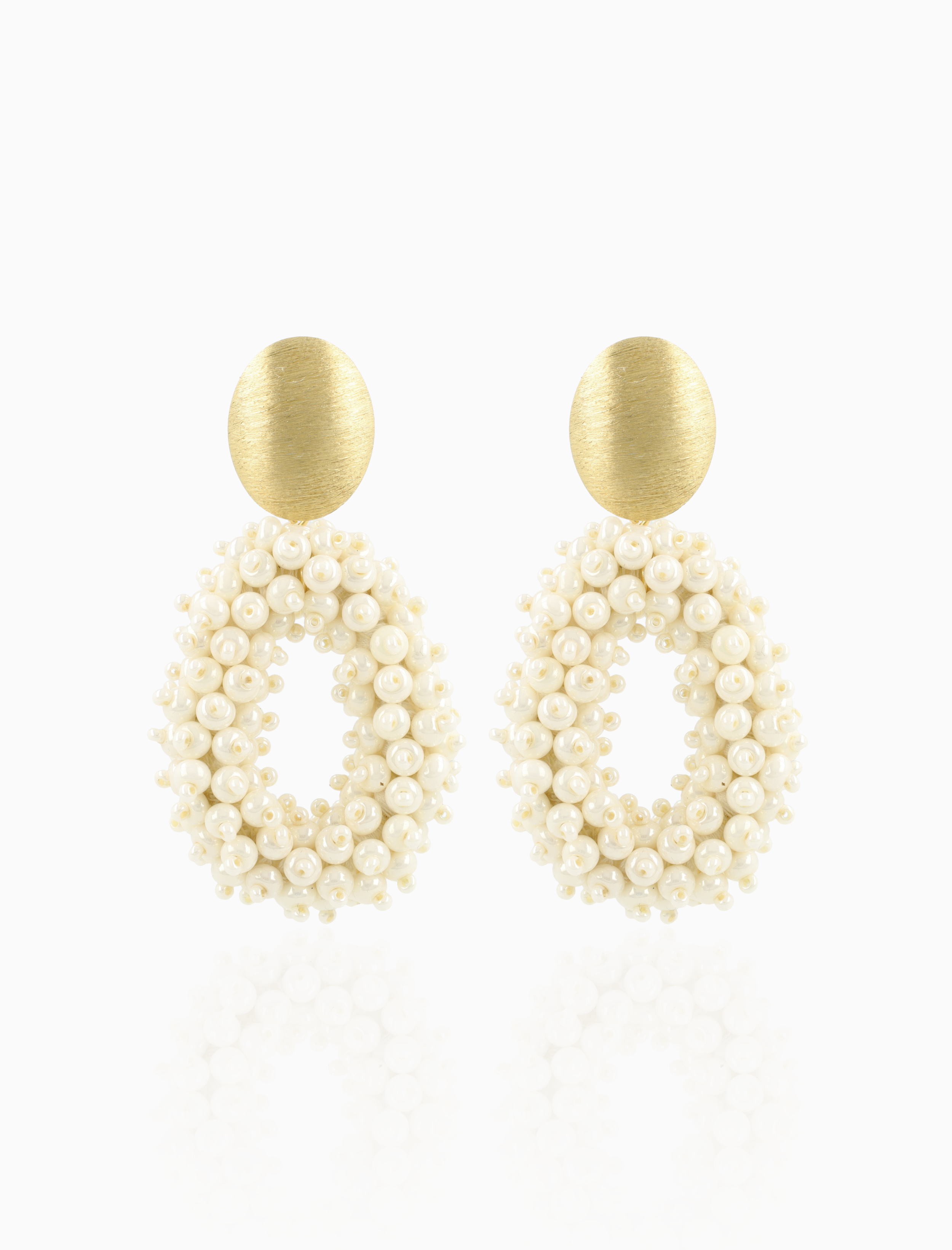 Parel oorbellen glassberry ovaal M double stones