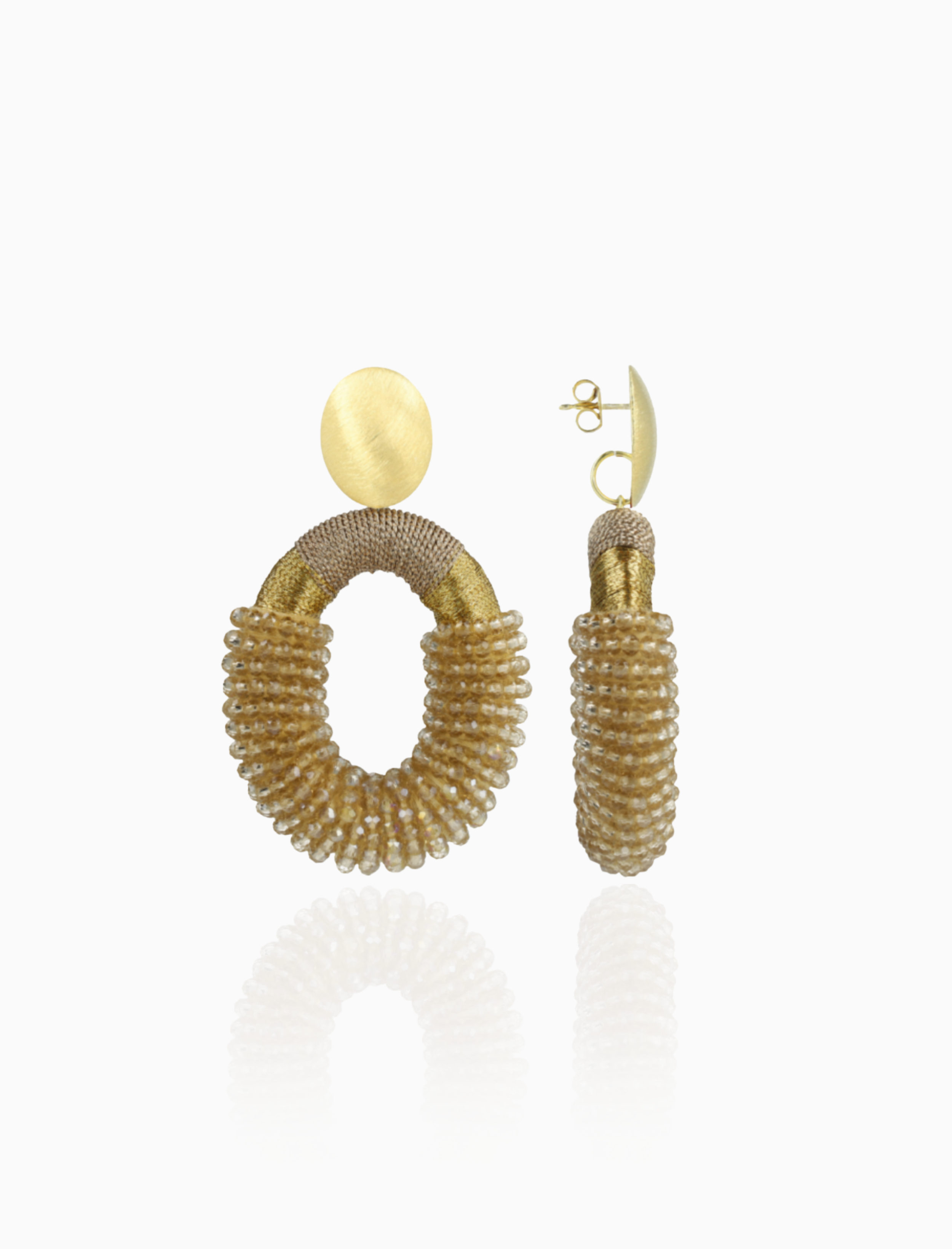 Champagne Oorbellen Yara Ovaal L