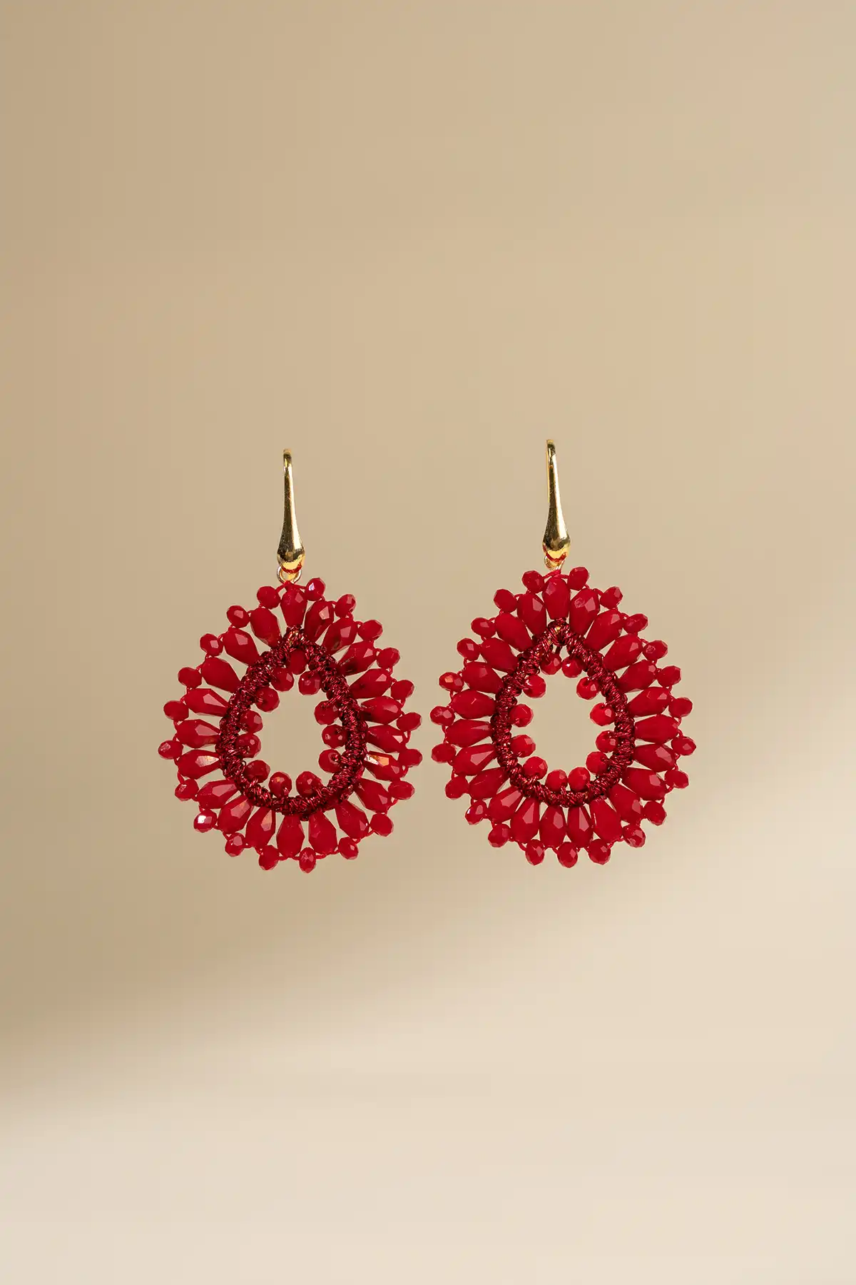 Rode oorbellen Robin Silk Drop Crystal S