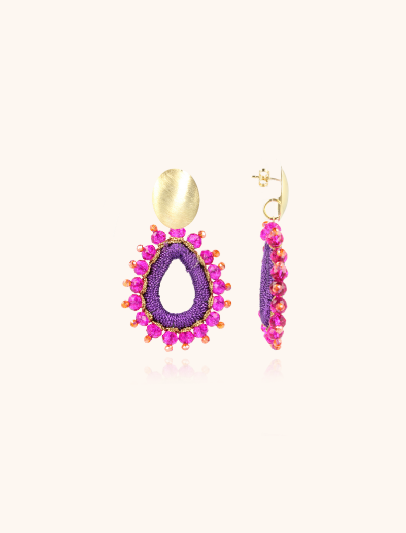 Fuchsia Oorbellen Flo Urchin Drop M