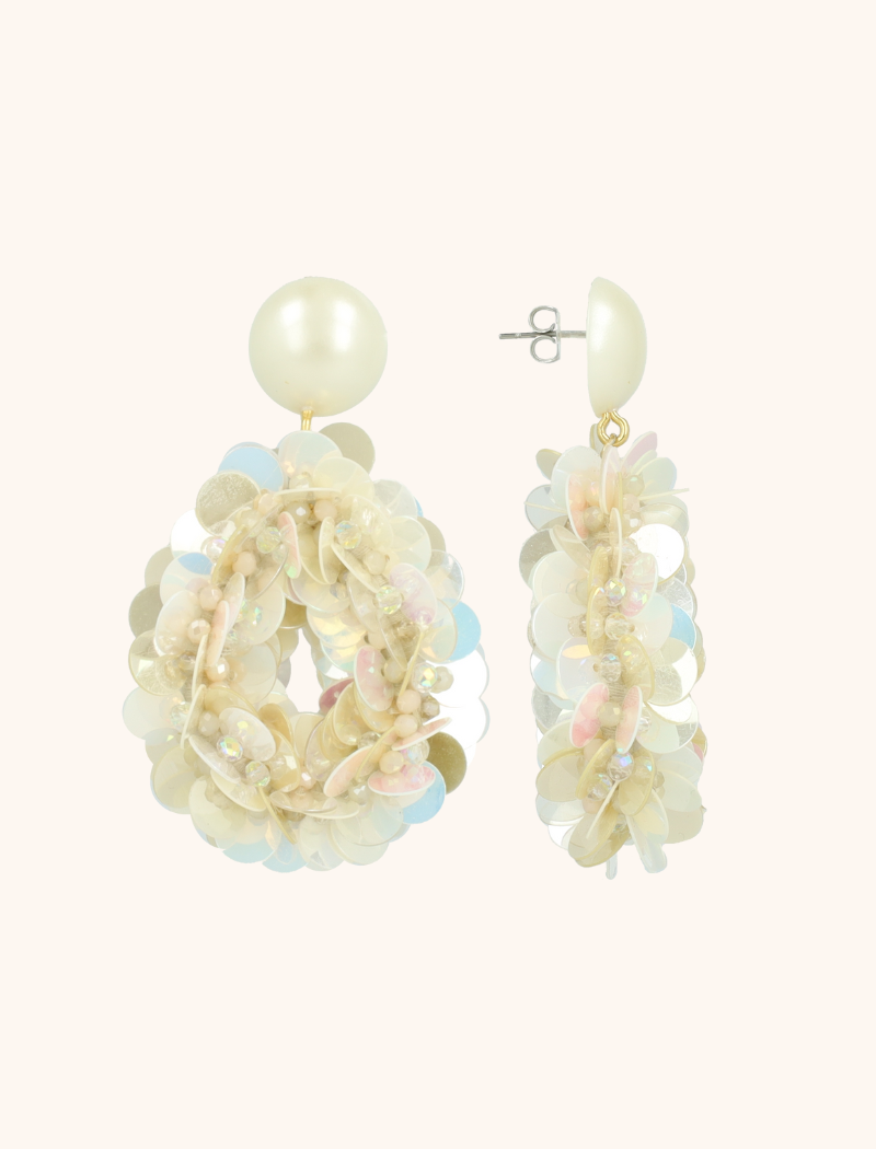 Beige Oorbellen Fenna Sequin Drop