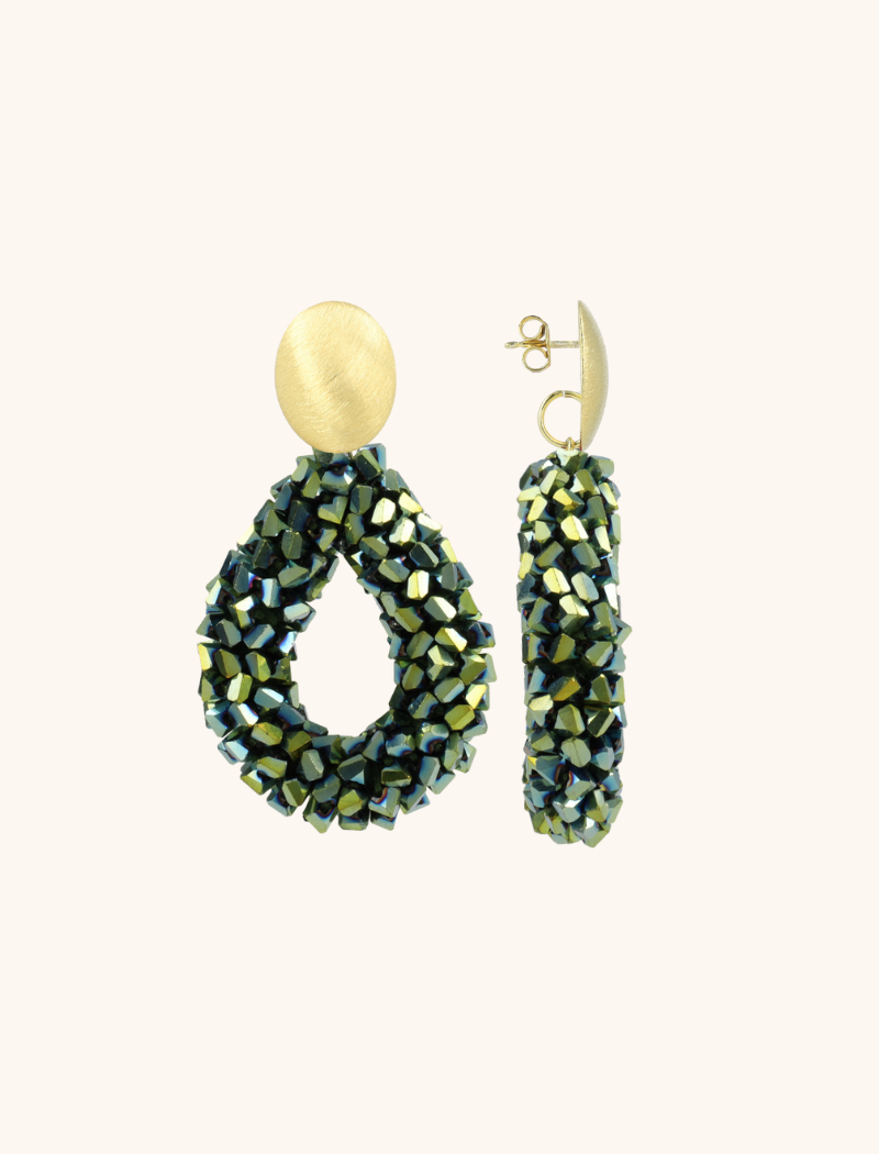 Metallic Groene Oorbellen Marieke Druppel L Raw