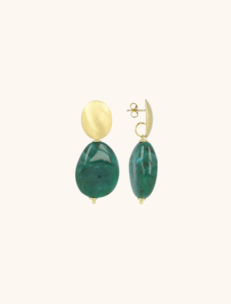 Groene Oorbellen Amber Squeezed Drop 