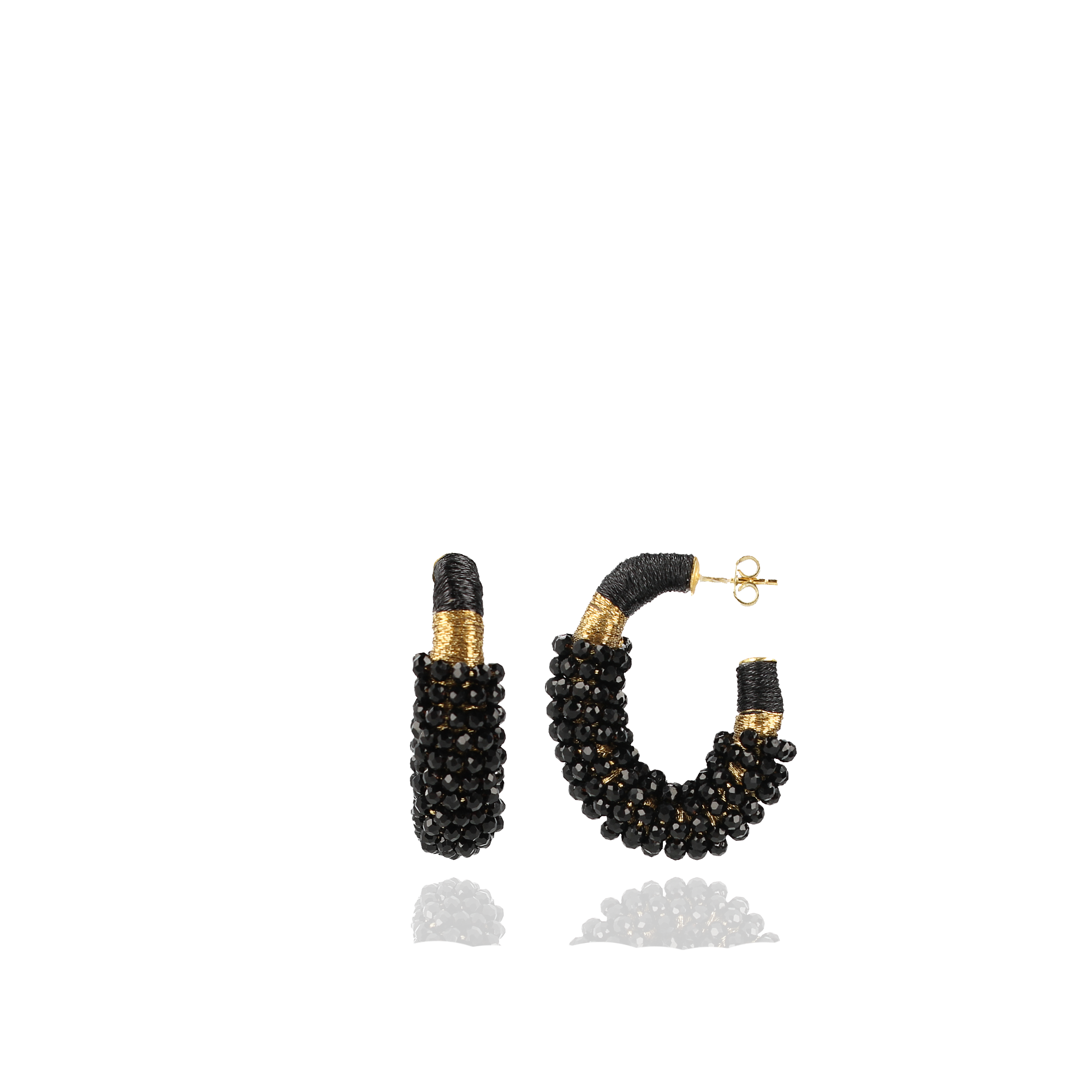 Luna glassberry creole silk combi oval m black  earrings 