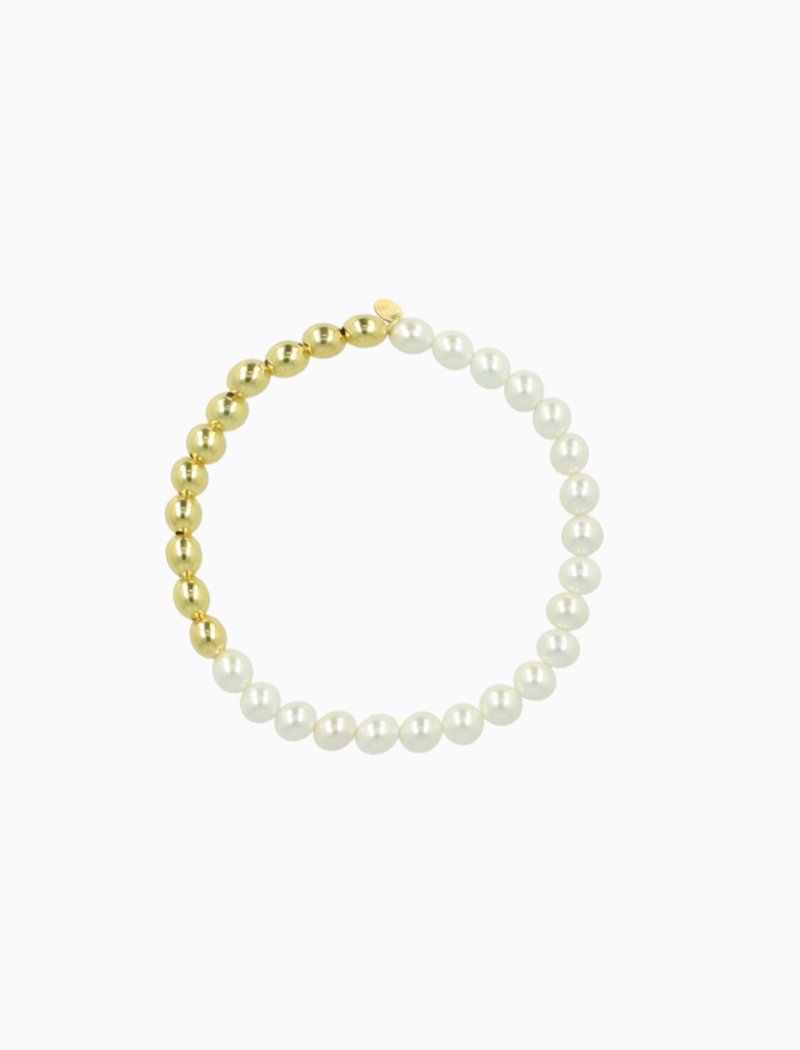 Parel armband met goudkleurige cannonballs