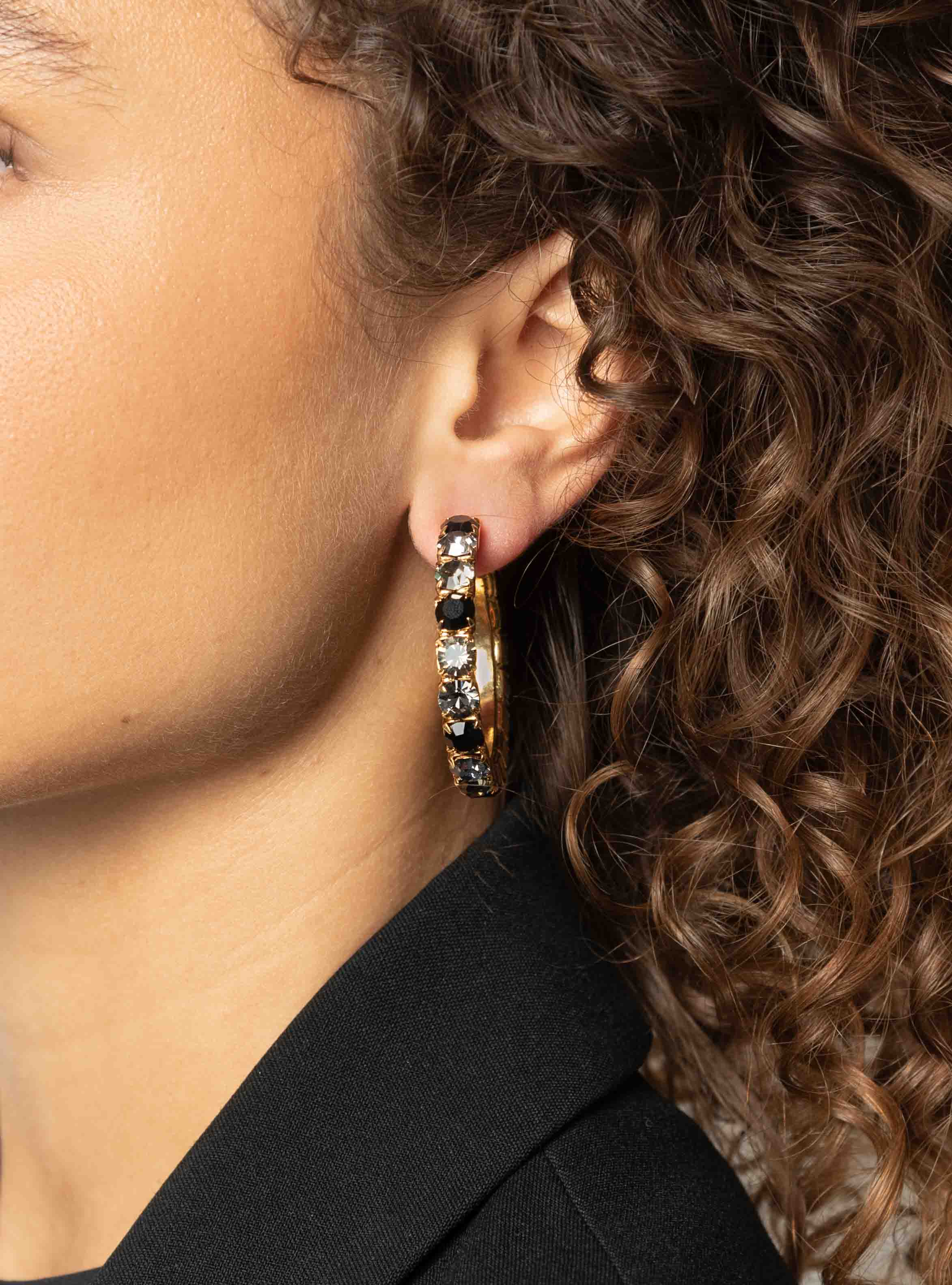 Black Earrings Rhinestone Julliette Creolelott-theme.productDescriptionPage.SEO.byTheBrand