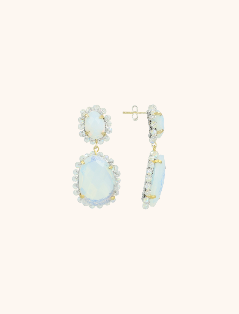 Kristall Silber Ohrringe Bodine Pendant Double M  