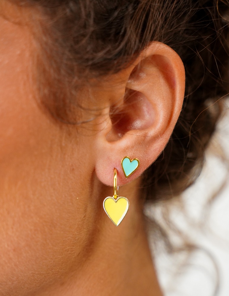 Symbol earrings heart pendant yellow