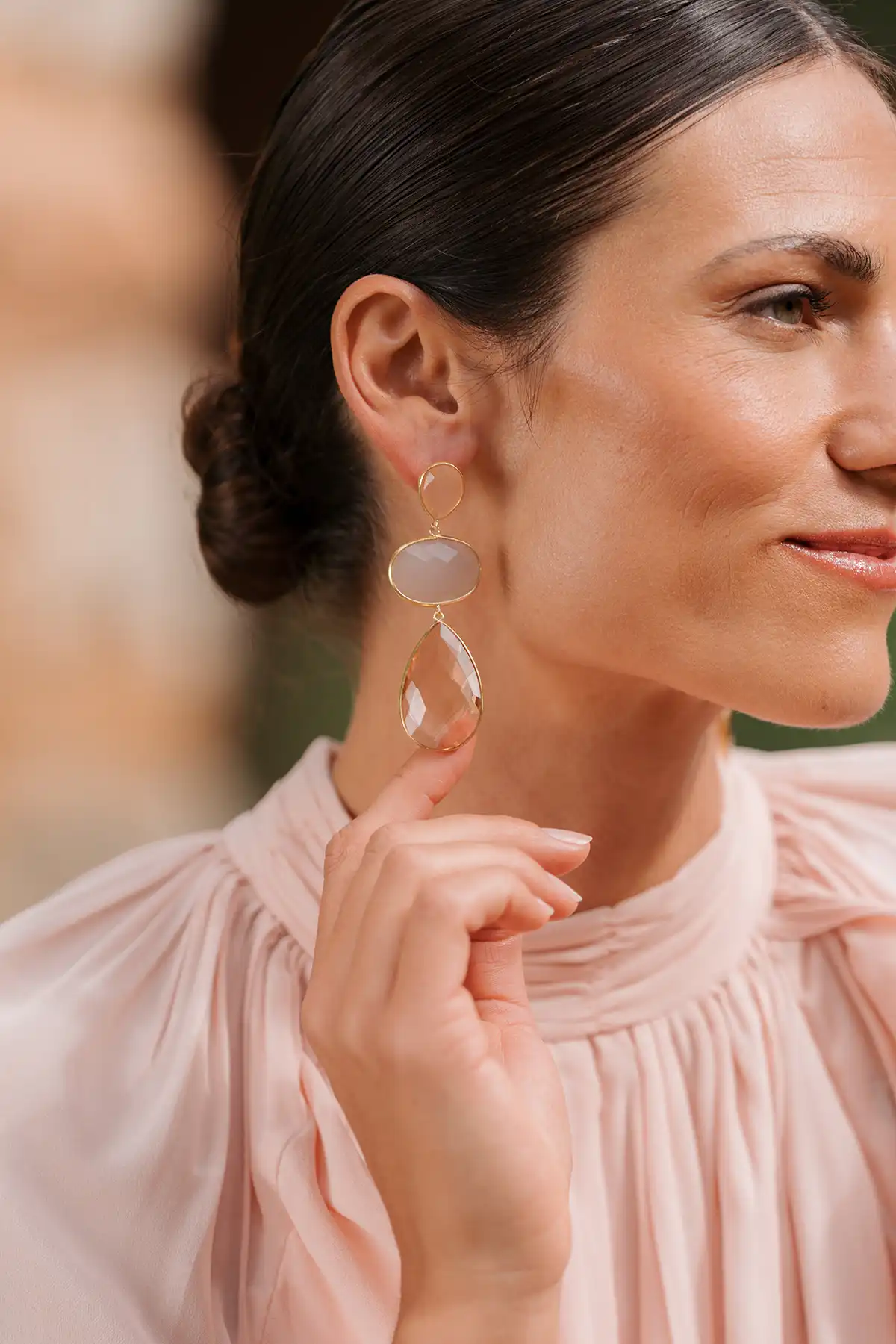 Coral Earrings Runa Three Framed Shapes  