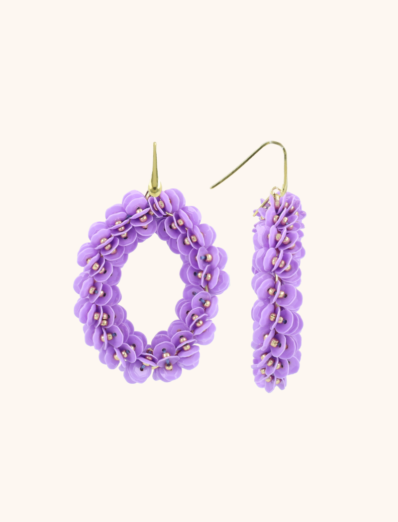 Lilac Earrings Sequin Oval L