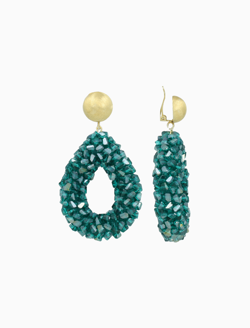 Green Earrings Marieke Drop L Raw Clip