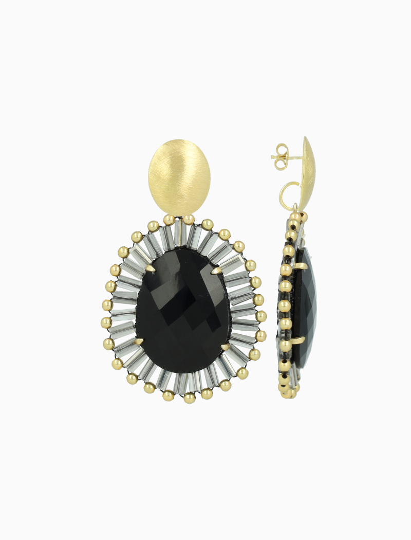 Transparant Black Oorbellen Esmee Ovaal M